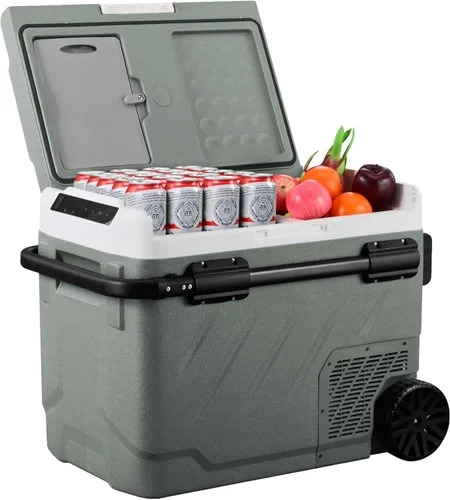 Vista 9 de Alpicool Refrigerador portátil para automóvil, refrigerador de 12 voltios con rueda, refrigerador de automóvil de 42 cuartos de galón, control