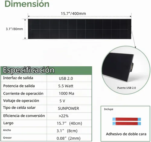 Vista 2 de Paneles solares pequeños - Panel solar de 5 V/5 W, cargador USB integrado de estabilización de voltaje para persianas motorizadas, ventanas, timbre