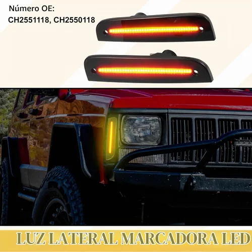 Vista 2 de CH2551118 - Luz LED de señalización lateral para conductor, pasajero, luces intermitentes, guardabarros, lámparas para Jeep Cherokee, lente negra