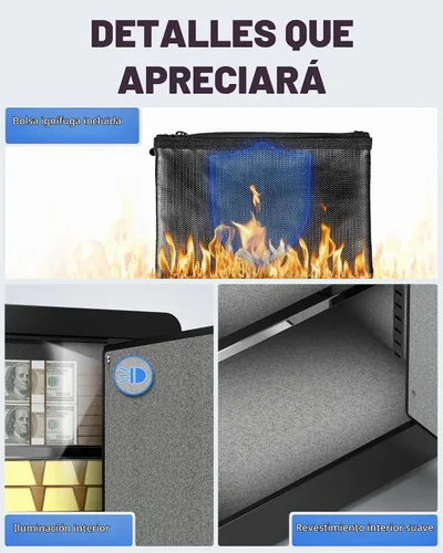 Vista 5 de DAYI - D-25 - Caja fuerte con bolsa ignífuga e impermeable para hogar o gabinete para dinero en efectivo y objetos de valor, con teclado electrónico
