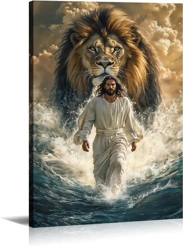 Vista 8 de Arte de pared de Jesús y cardenal, decoración de Cristo, cuadro enmarcado de Dios, pintura cristiana, inspiración religiosa, impresiones en lienzo