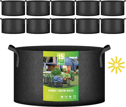 Vista 21 de iPower Paquete de 10 bolsas de 3 galones para plantas de tela no tejida gruesa resistente para cultivo de papas, contenedor duradero con aireación