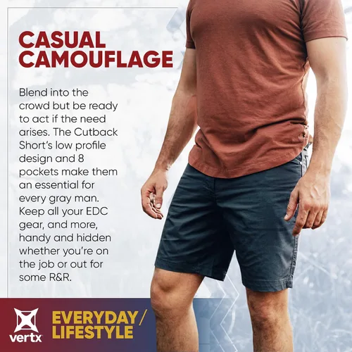 Vista 2 de Vertx Cutback Mens Tactical Cargo Shorts 11 inches, Outdoor Short with 8 Pockets for EDC Survival Gear Concealed Carry