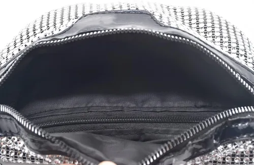 Vista 6 de Riñonera de cristal brillante con diamantes de imitación para mujeres y niñas, cinturón pequeño, bolsa cruzada para teléfono celular, para fiestas
