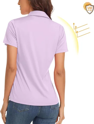 Vista 2 de URMOSS Polo de golf para mujer, transpirable, de manga corta, ligera, 4 botones