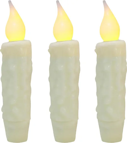 Vista 28 de CVHOMEDECO. Velas de cera real sumergidas a mano con temporizador LED con pilas, velas cónicas sin llama primitivas del país, 4-3/4 pulgadas, negro