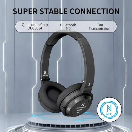 Vista 3 de SoundMAGIC P23BT Auriculares Bluetooth portátiles en la oreja CVC Micrófono con cancelación de ruido HiFi Conexión de señal inalámbrica estable