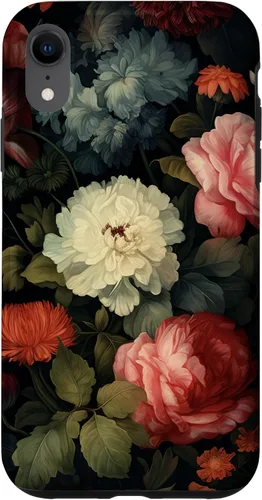 Vista 24 de Vintage Dark Flower Pattern Moody Floral Case for iPhone 16