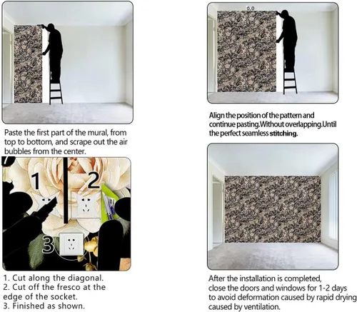 Vista 4 de Papel tapiz adhesivo para despegar y pegar, papel tapiz gótico para cocina, decoración de pared, decoración de pared, fácil de limpiar (ancho) 48