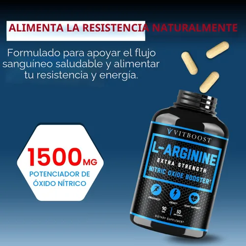 Vista 4 de Cápsulas de arginina L con L-citrulina de 1500 mg - Refuerzo de óxido nítrico para resistencia, músculo, energía y vascularidad - L-Arginina