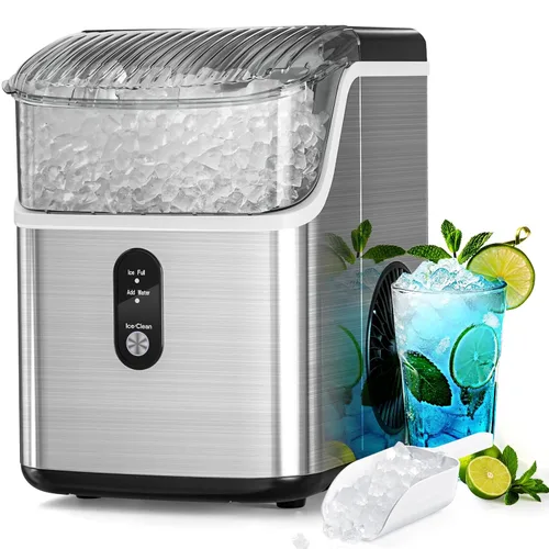 Vista 8 de Antarctic Star Nugget Ice Maker - Máquina de hielo masticable con limpieza automática, fabricación rápida de hielo de 34 libras/24 horas, operación