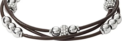 Vista 3 de Fossil - Pulsera de acero inoxidable y cuero genuino para mujer