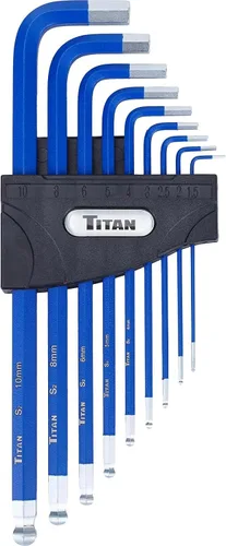 Vista 5 de Speedway Motors Titan Tools - Juego de llaves hexagonales Allen de extremo de bola de retén largo, SAE/métrico