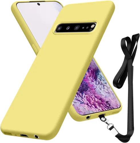 Vista 8 de Funda compatible con Samsung Galaxy S10 de 6.1 pulgadas, funda protectora de silicona líquida suave al tacto, correa de cordón para el cuello, funda