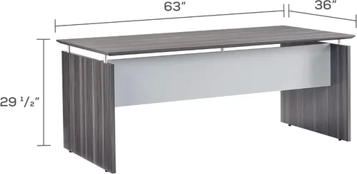 Vista 2 de Mayline MNDS63LGS Medina Escritorio de borde recto, 63 pulgadas de ancho, laminado de acero gris
