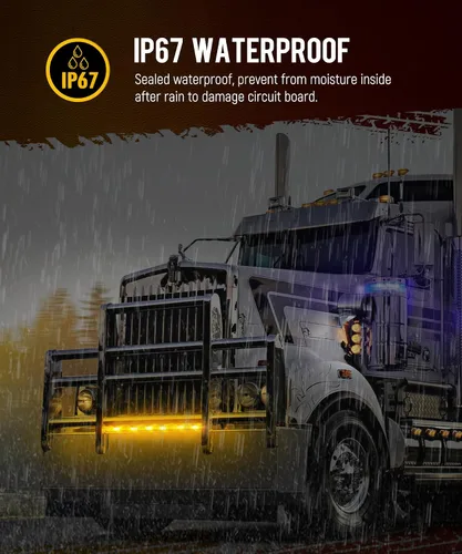 Vista 4 de Partsam Peterbilt Kenworth Freightliner - 10 luces LED de 6.5 pulgadas, color ámbar ovalado, 16 luces laterales con bisel cromado de repuesto