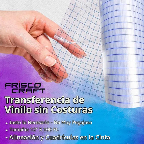 Vista 2 de Frisco Craft Rollo de cinta de transferencia transparente con adhesivo Rejilla azul