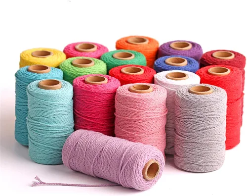 Vista 6 de Cordón de macramé de algodón 2 mm x 109 yardas, cuerda de algodón colorida para manualidades DIY, ganchos de plantas (Beige)