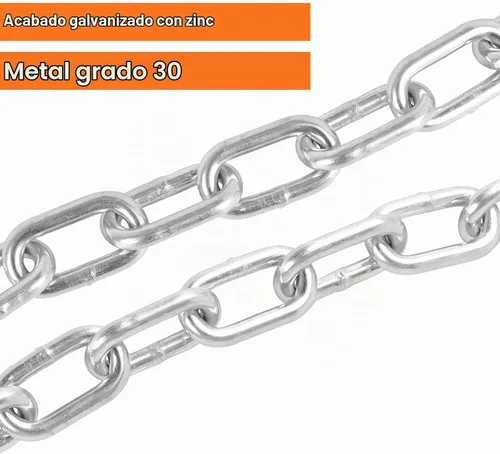 Vista 3 de Cadena de seguridad para remolque de barco de acero grado 30 de 1/4" X 27" con ganchos de resorte de 5000 lbs, 2 piezas (1/4" X 27")