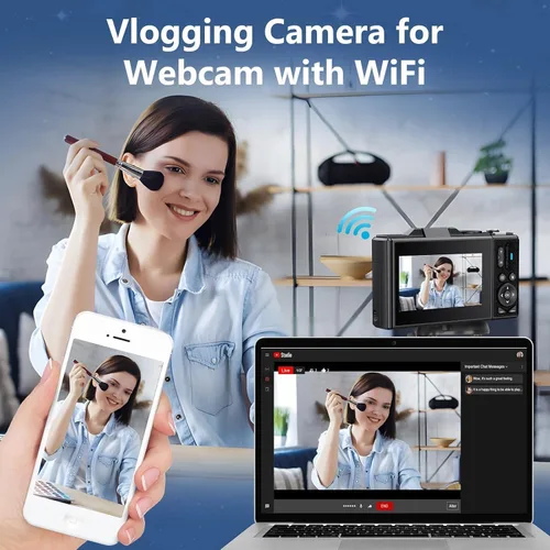 Vista 10 de Cámara digital 4K 64MP UHD 18X Zoom Autofoco Retro Cámara compacta para viajes, cámara de vlogging de pantalla abatible con pantalla de 3 pulgadas