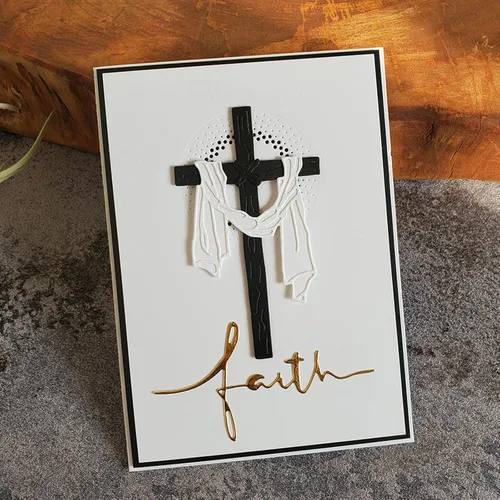 Vista 7 de Troqueles de metal con cruz de Pascua feliz, marco de crucifixión en 3D, plantillas de manualidades, tarjetas de corte para manualidades