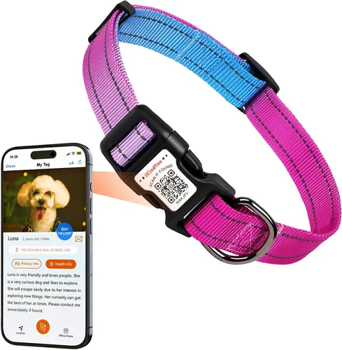 Vista 12 de Collar de perro personalizado ilFindYou con etiqueta de código QR para identificación de mascotas, collar reflectante de seguridad, adecuado