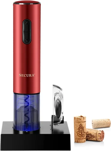 Vista 10 de Secura Abridor de vino eléctrico, sacacorchos eléctrico automático de botellas de vino con cortador de papel de aluminio, recargable (negro)