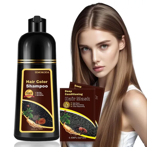 Vista 11 de Champú de tinte para cabello negro para cabello gris, champú instantáneo de color de cabello, champú de larga duración, champú para cabello negro