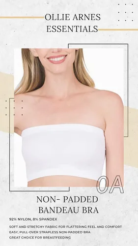 Vista 2 de OLLIE ARNES Sujetador de tubo bandeau elástico sin costuras para mujer, talla única o grande, sin tirantes