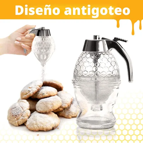 Vista 6 de CLEVLI Dispensador de Miel – Vidrio Antigoteo con Soporte – Frasco de Miel – Recipiente de Miel de Vidrio Transparente con Cucharón de 8 Oz