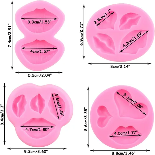 Vista 2 de Moldes de silicona para labios para fondant, colección de besos de labios, moldes de fondant para el día de San Valentín, para decoración