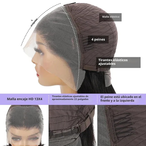 Vista 4 de Peluca Bob de 10 Pulgadas de Cabello Humano, Pelucas Frontales de Encaje HD 13x4 de Cabello Humano Pre-Desplumadas, Peluca Bob Corta, Pelucas