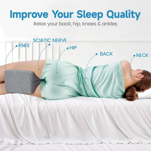 Vista 5 de SweetSlubr Almohada de rodilla de espuma viscoelástica para dormir de lado, almohada de apoyo para las piernas para dormir de lado, almohada