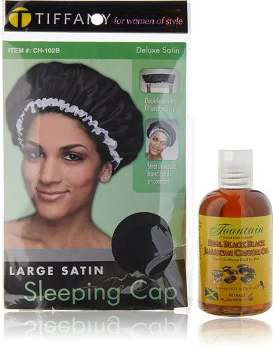 Vista 2 de Fountain Aceite de ricino jamaicano negro real negro 4 onzas con capó de satén