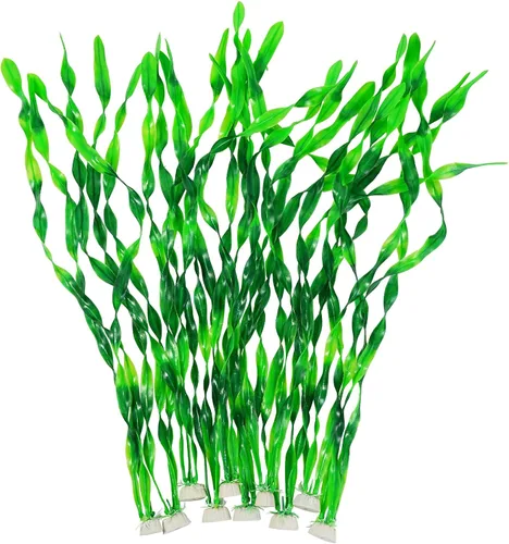 Vista 4 de AQUANEAT Plantas artificiales de acuario, decoraciones de pecera de plástico, 2 pulgadas de alto, 10 paquetes
