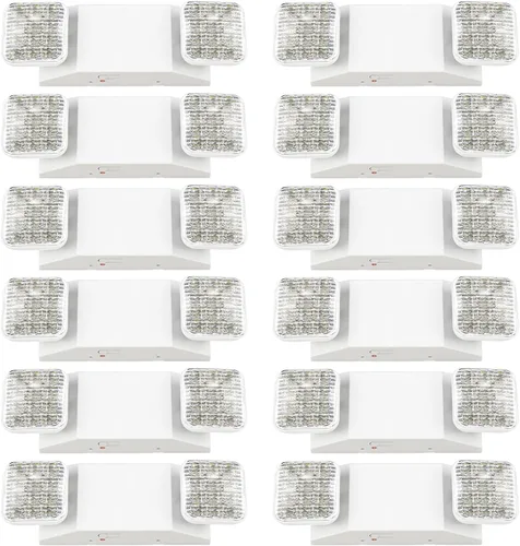 Vista 10 de Luces de emergencia LED con batería de respaldo, dos luces LED de emergencia comerciales ajustables, CA 120/277V, certificado UL 924, accesorio