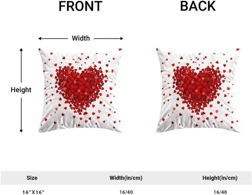 Vista 4 de AEIOAE Juego de 2 fundas de almohada de San Valentín de 16 x 16 pulgadas, almohadas de corazón rojo de amor de algodón para decoración del día