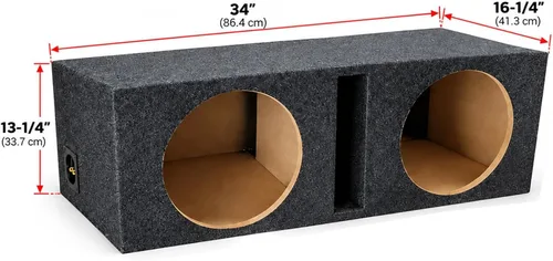 Vista 7 de American Sound Connection Caja de subwoofer de 12 pulgadas doble, ventilada y con puerto, MDF para sistema estéreo de audio de coche