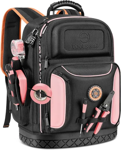 Vista 11 de Mochila para herramientas, mochila de herramientas para hombres, mochila de herramientas HVAC de construcción resistente para herramientas