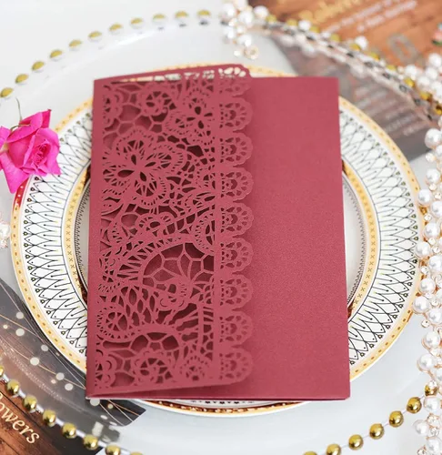Vista 3 de 10 tarjetas de invitaciones de boda cortadas con láser, invitaciones 3D para compromiso, despedida de soltera, aniversario, matrimonio, invitaciones