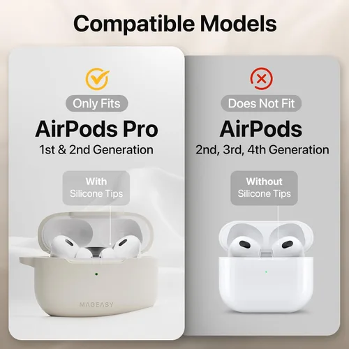 Vista 2 de MAGEASY Funda diseñada para estuche de AirPods Pro 2 - Funda protectora a prueba de golpes para AirPods Pro y Pro 2, resistente a las manchas, suave