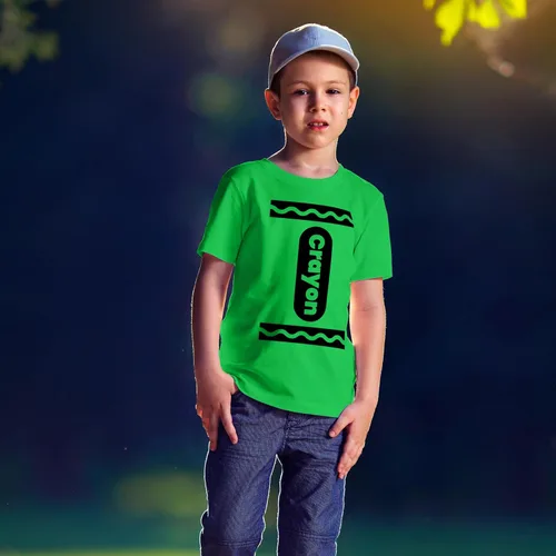 Vista 4 de Camiseta unisex de disfraces de Halloween de crayón para niños y niñas Idea de camisetas gráficas divertidas y geniales