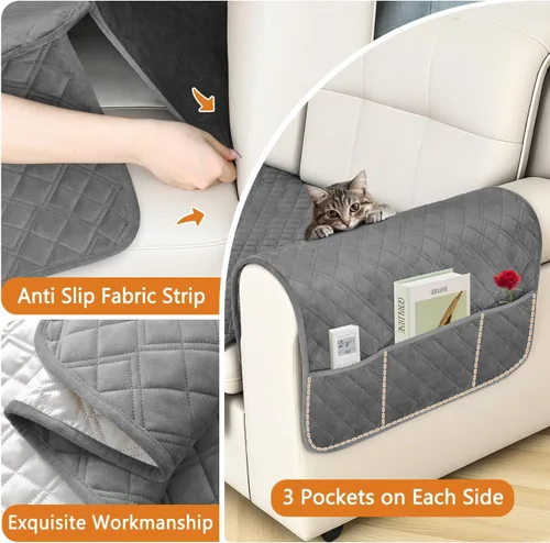 Vista 4 de Arfntevss - Fundas impermeables para sofá seccional en forma de L, cubiertas lavables de terciopelo para sofá para perros y mascotas, protector