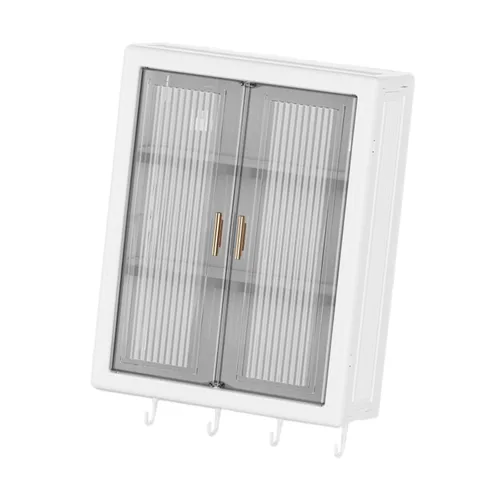 Vista 7 de Gabinete de baño montado en la pared, organizador de baño, estante de almacenamiento colgante para colgar en la pared, organizador de cosméticos