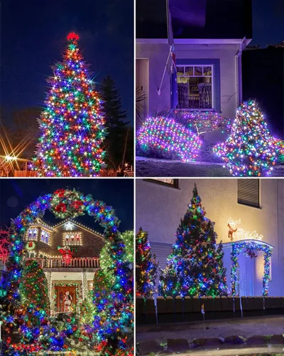 Vista 5 de Twinkle Star Paquete de 2 guirnaldas de 240 luces LED alimentadas por energía solar, para decoración de exteriores e interiores, de navidad, total