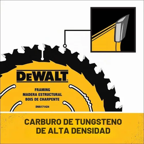 Vista 5 de DEWALT Hoja de sierra circular, 6 1/2 pulgadas, 40 dientes, para estructura (DWA161240)