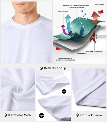 Vista 6 de Paquete de 1 o 3 camisetas de entrenamiento para hombre, camisetas de manga corta que absorben la humedad, camisetas deportivas de manga corta