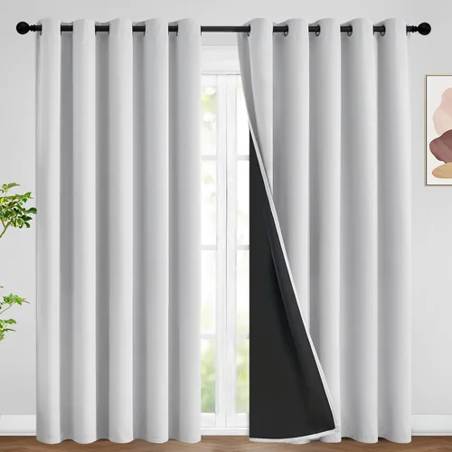 Vista 30 de SimpleHome - Cortinas opacas 100% para recámara, cortinas de ventana con ojales beige, con aislamiento térmico, cortinas de oscurecimiento
