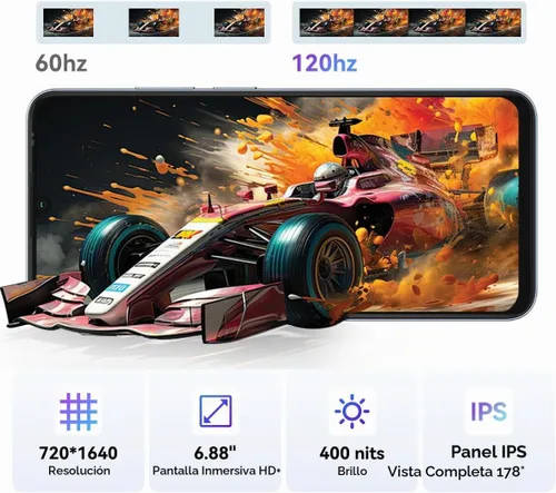 Vista 3 de Blackview Wave 10 4G teléfono Android desbloqueado, 256 GB, 6.88 "120Hz Verde