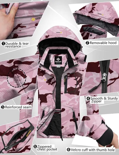 Vista 6 de GEMYSE - Chaqueta de esquí y nieve para mujer diseño impermeable y resistente al viento para invierno